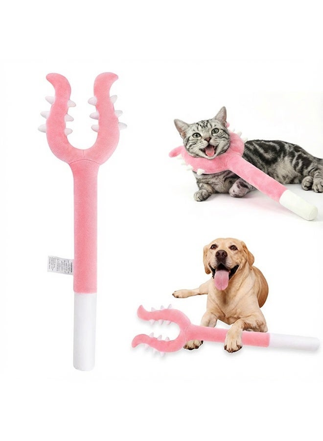 LAPET Plush Cat Wand Toy with Clamp Design - Novelty Interactive Teaser Stick for Indoor Cats, Soft Cotton Pet Play Toy, Fun Pet Gag Gift Small Medium Puppies Kittens Dogs (Pink) - Image 1